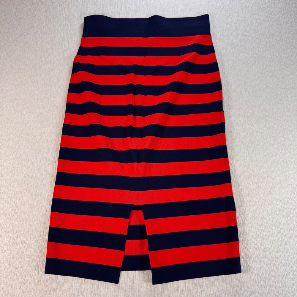 Veronica Beard Navy Red Striped Knit Pencil Midi Skirt Size M 1901KN4139282 - Picture 7 of 8